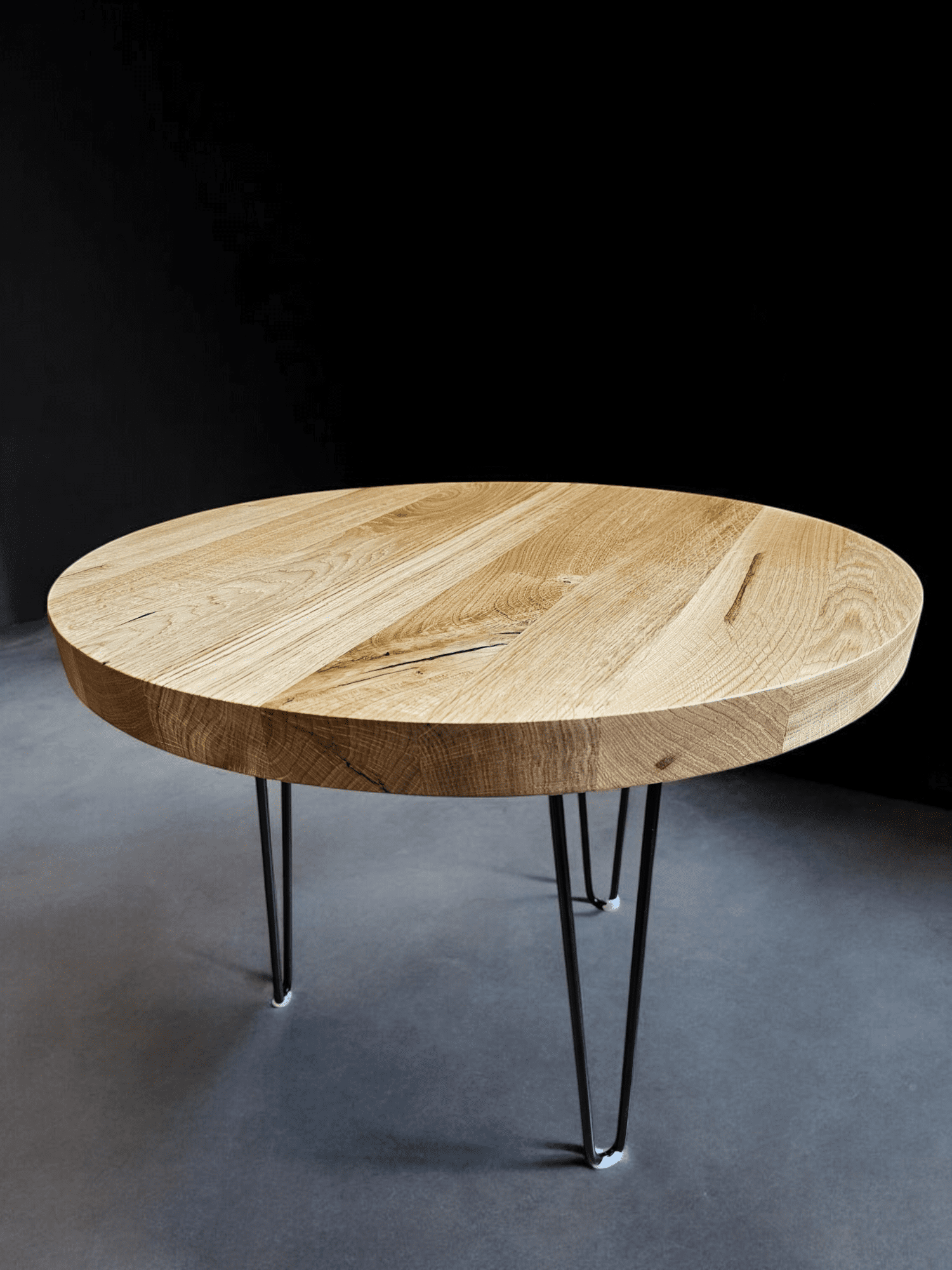 Stolik kawowy dębowy – okrągły – Ø60 cm – wysokość 40 cm - loft - zdjecie produktu
