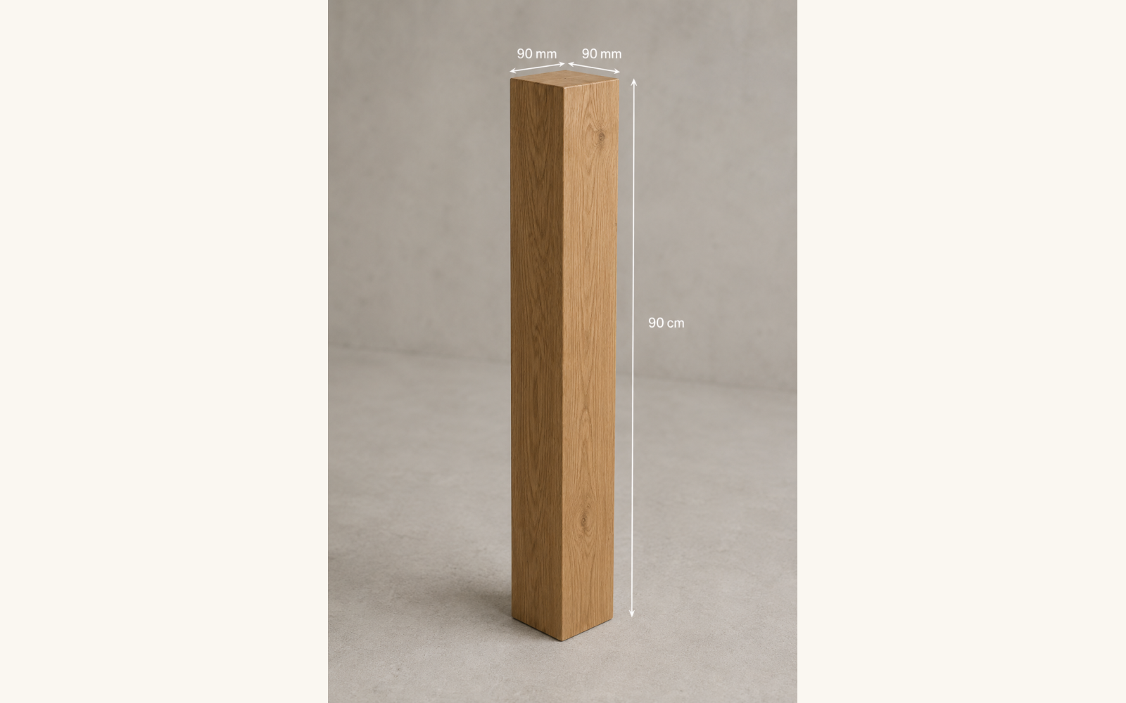 Słupek dębowy 90 cm — kwadrat 90×90 mm - zdjecie produktu