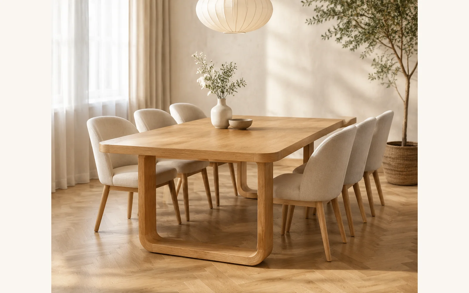 Dębowy stół U-SOFT w eleganckiej jadalni