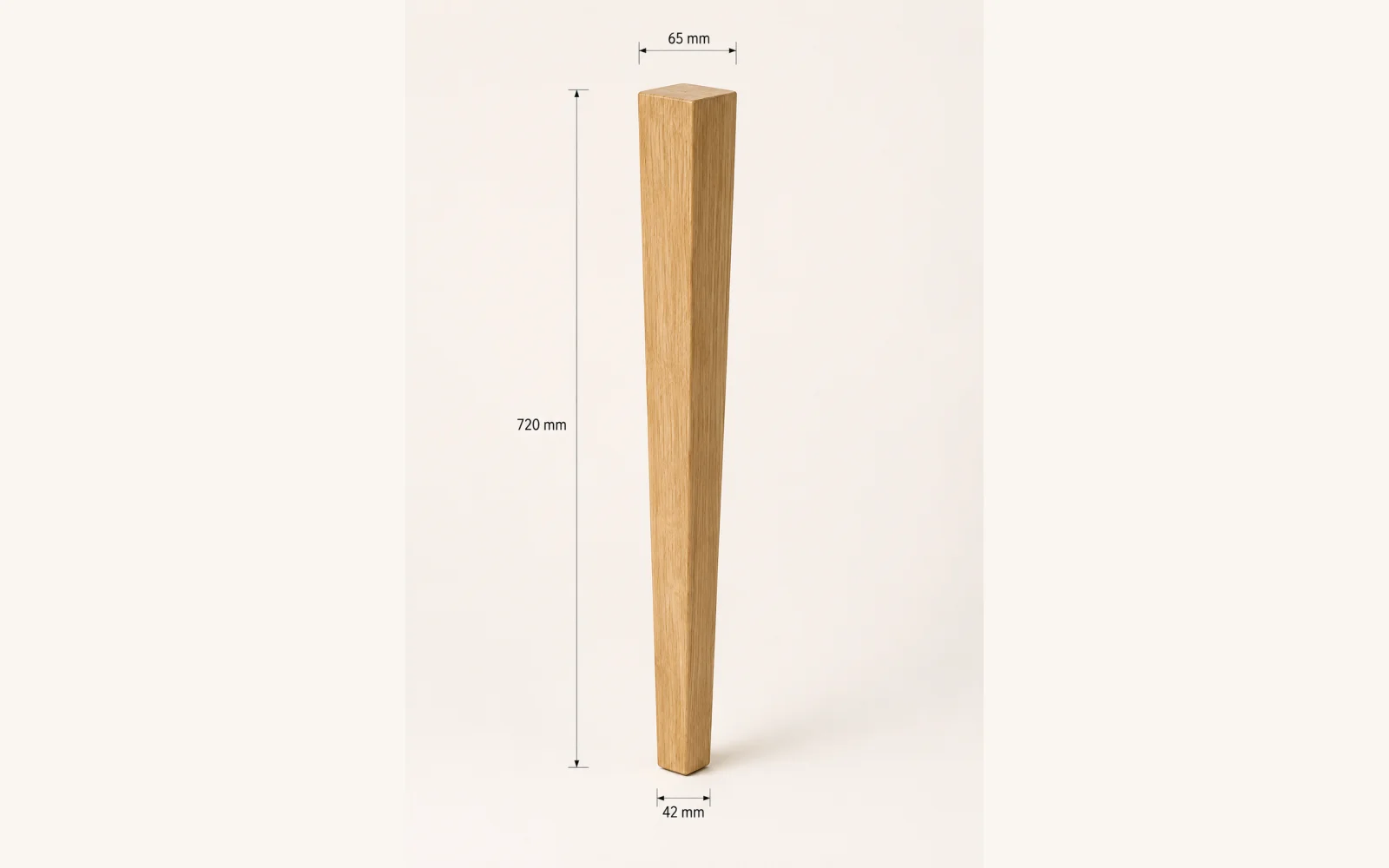 Nogi dębowe do stołu ZWĘŻANA 720 mm – komplet 4 szt.