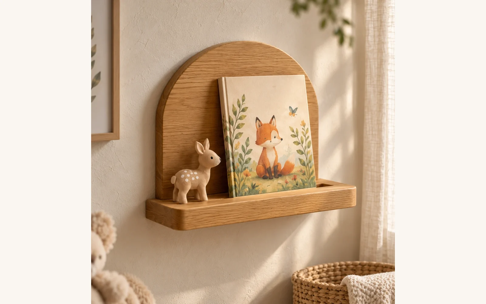 ARCH MINI — dębowa półka dziecięca z łukiem na książki