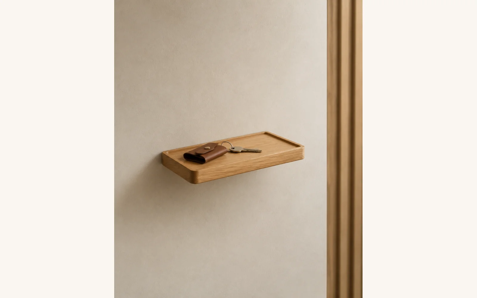 Półka dębowa LINE EDGE — głębokość 10 cm × 3 cm | rant | lite drewno - zdjecie produktu