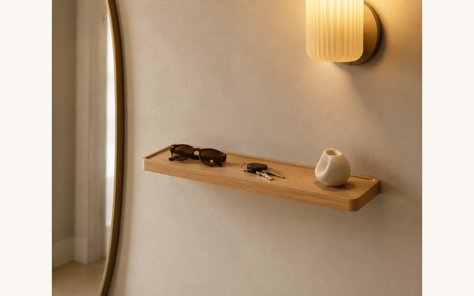 Półka dębowa LINE EDGE — głębokość 10 cm × 3 cm | rant | lite drewno - zdjecie produktu