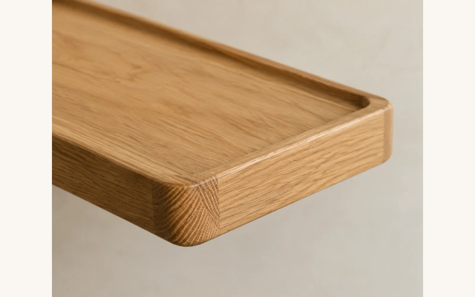 Półka dębowa LINE EDGE — głębokość 12 cm × 3 cm | rant | lite drewno - zdjecie produktu