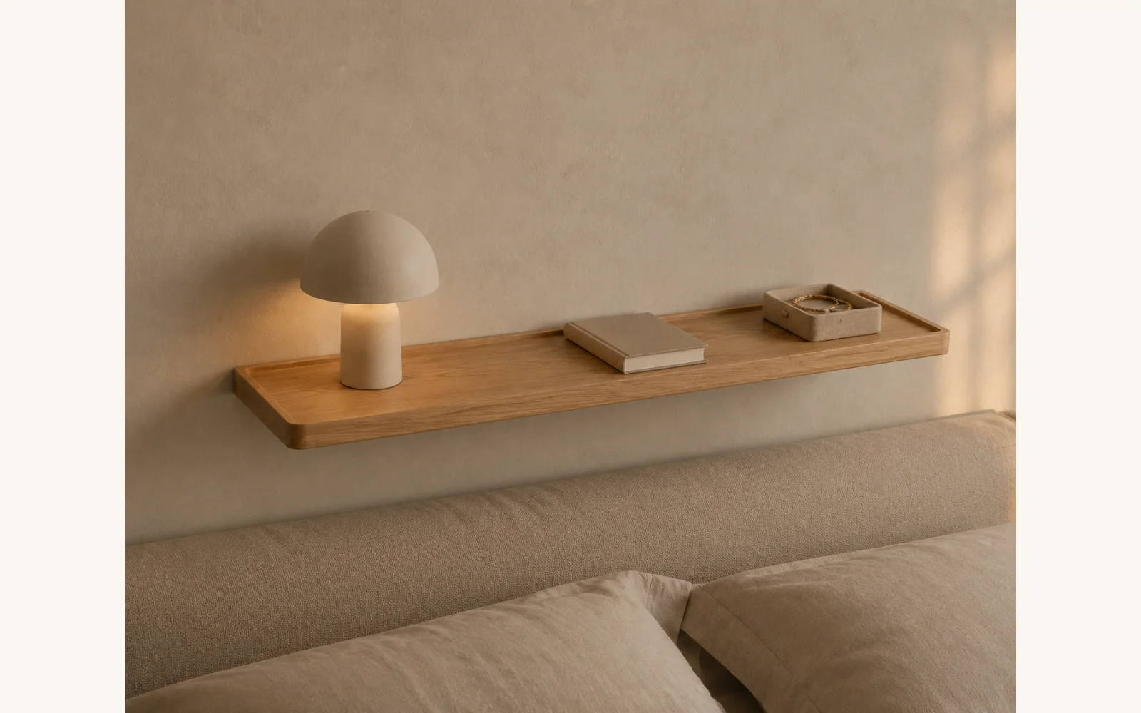 Półka dębowa LINE EDGE — głębokość 15 cm × 3 cm | rant | lite drewno - zdjecie produktu