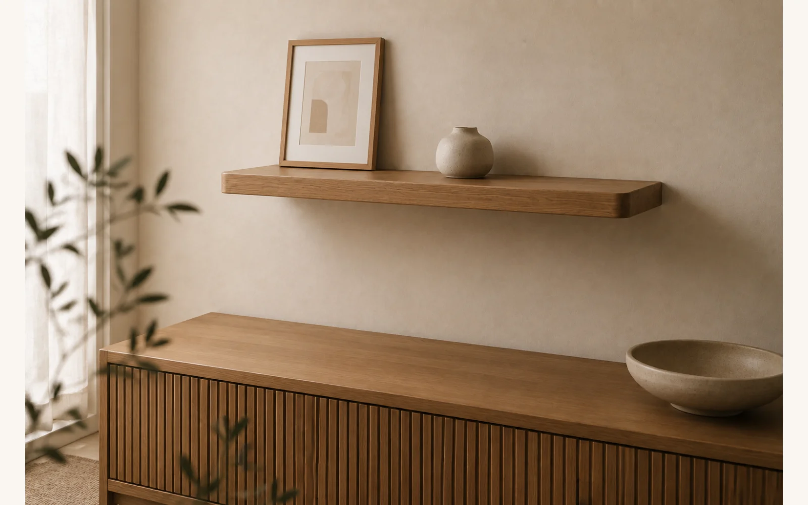 Półka dębowa LINE — głębokość 15 cm × 3 cm | lite drewno - zdjecie produktu