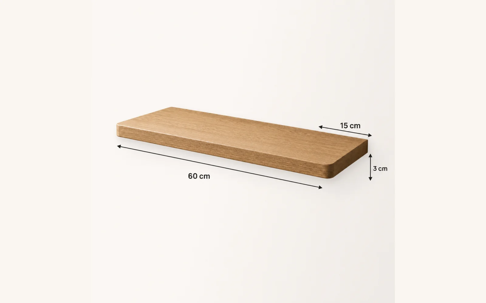 Półka dębowa LINE — głębokość 15 cm × 3 cm | lite drewno - zdjecie produktu