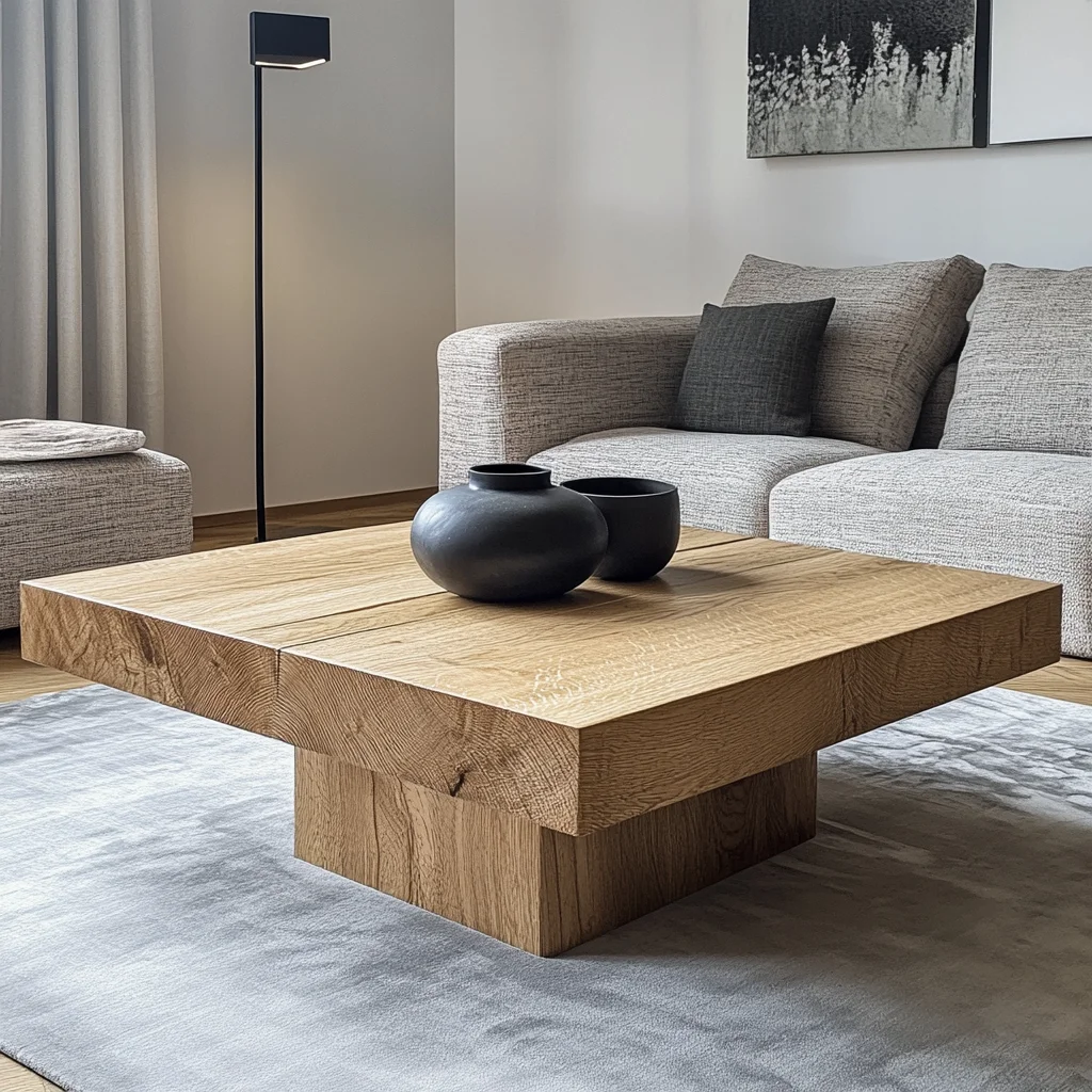 Stolik Kawowy Modern Tree – 80x80x50 cm – Grubość Blatu 8 cm