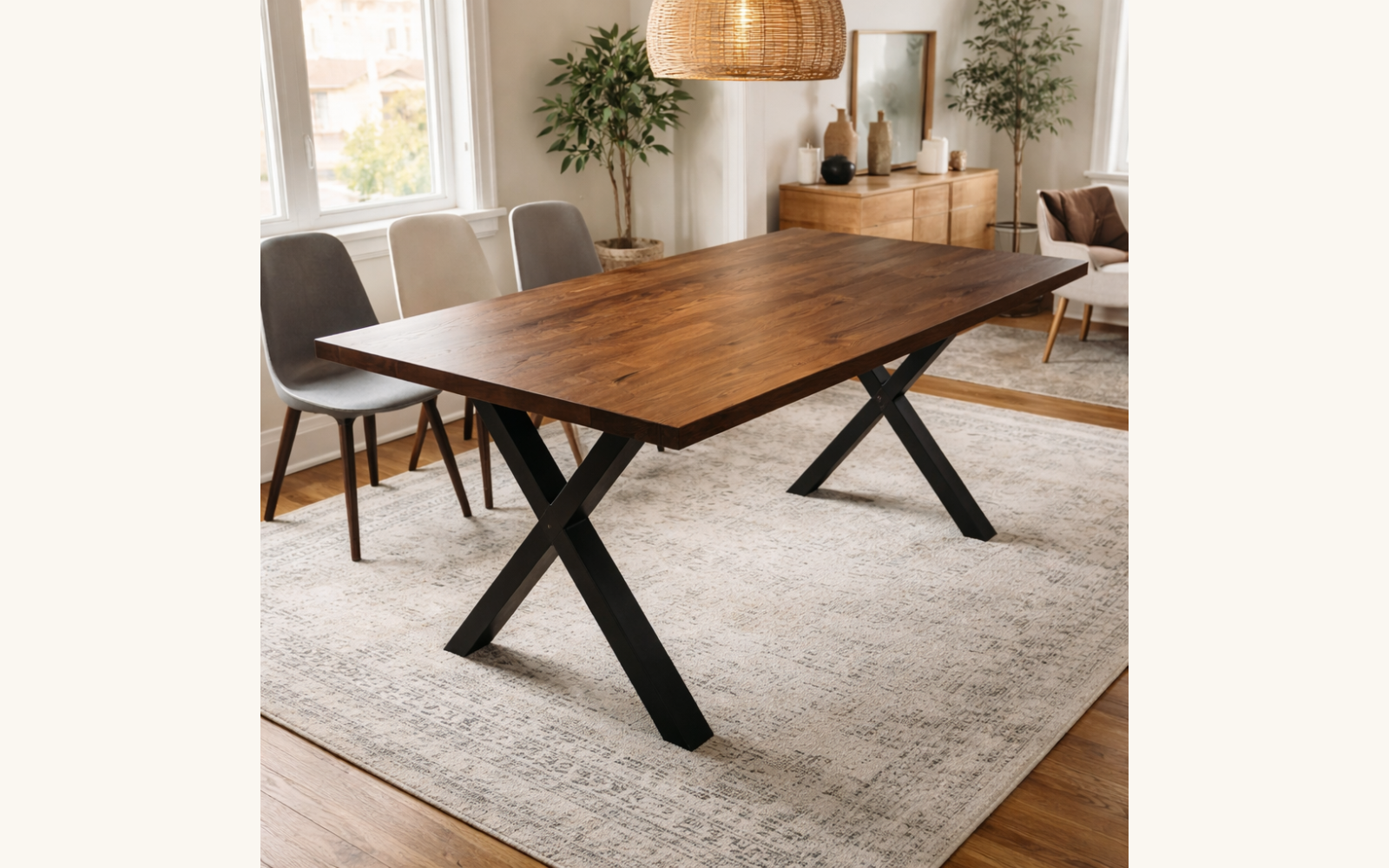 Nogi stołowe stalowe X 72 cm | szerokość 80 cm | profil 60x30 mm | czarny mat | komplet 2 szt. | styl industrialny - zdjecie produktu