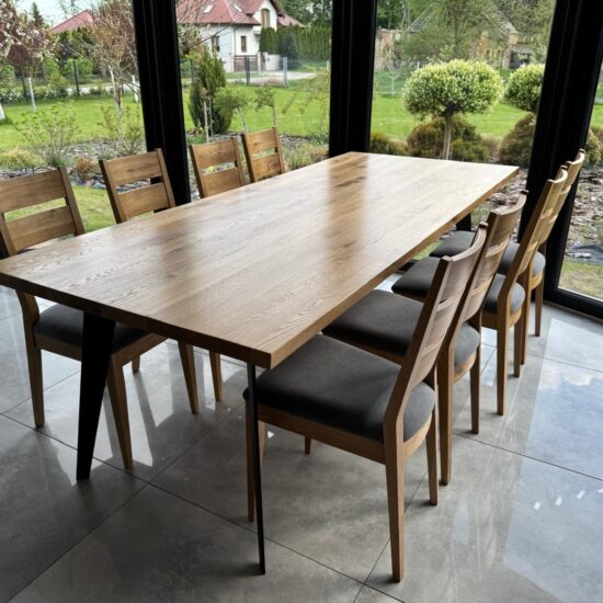 stol debowy nogi plaskowniki 240x100 cm