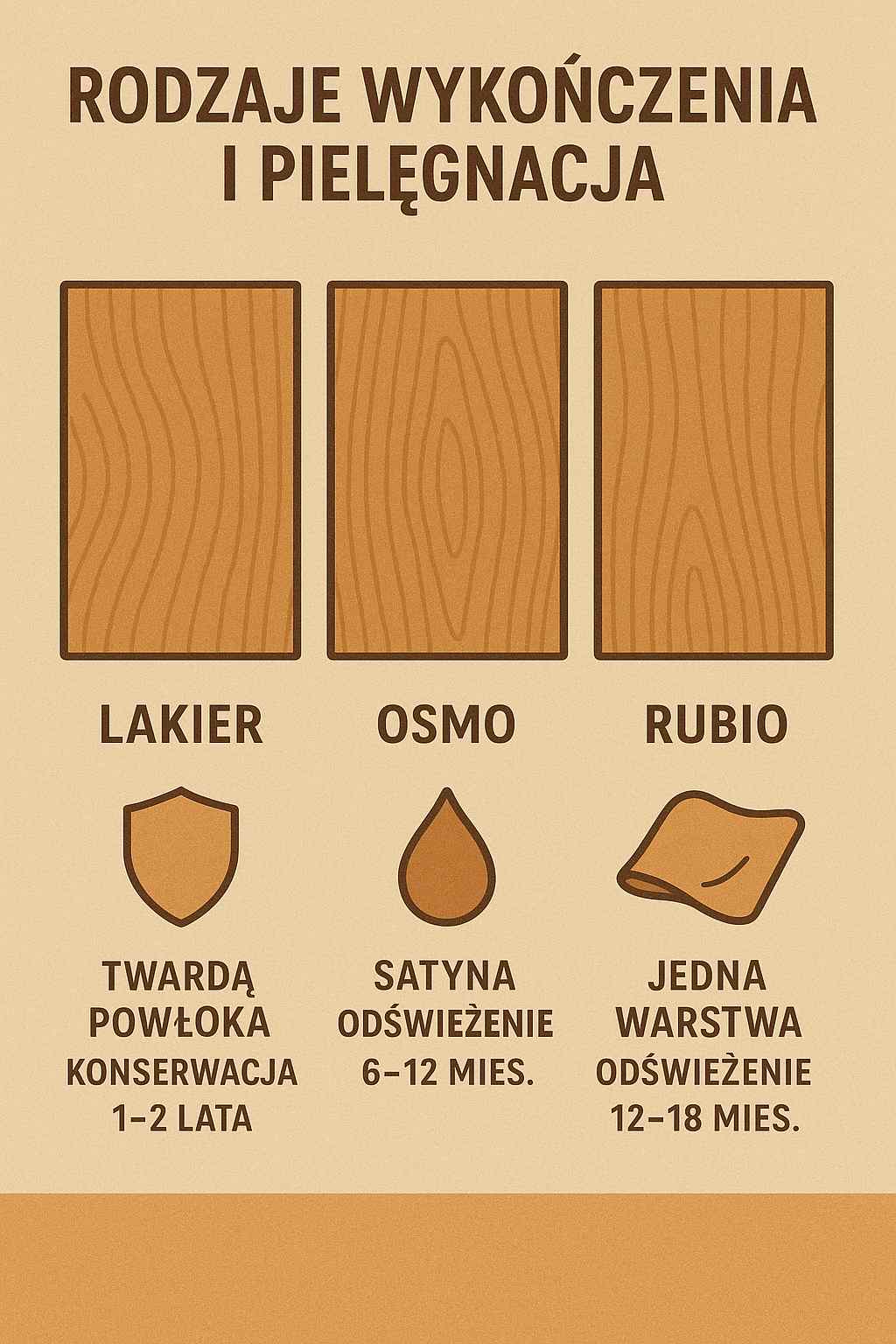 Infografika: rodzaje wykończenia i pielęgnacja